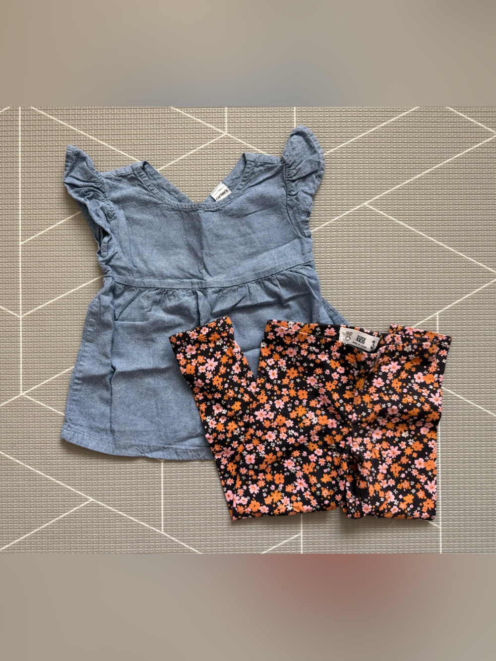 Cotton on|Baby girl/toddler Chambray Top & dark ditsy Floral Leggings•3T,Boho